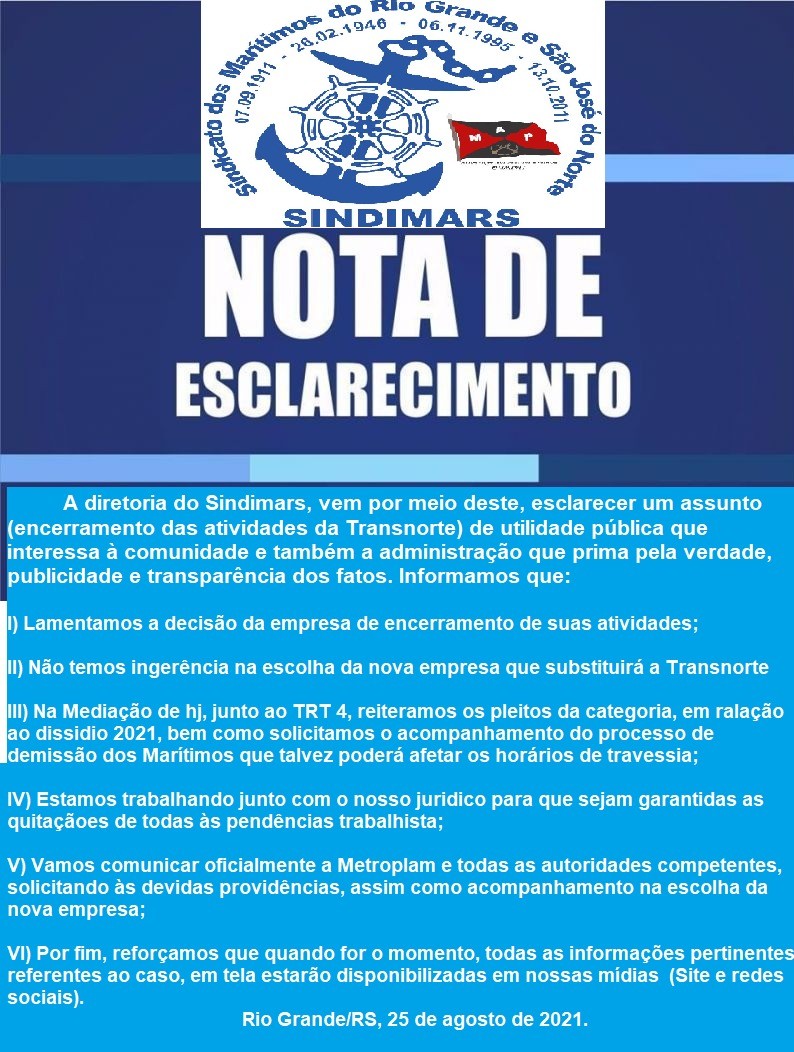 Nota de esclarecimento sobre a Transnorte