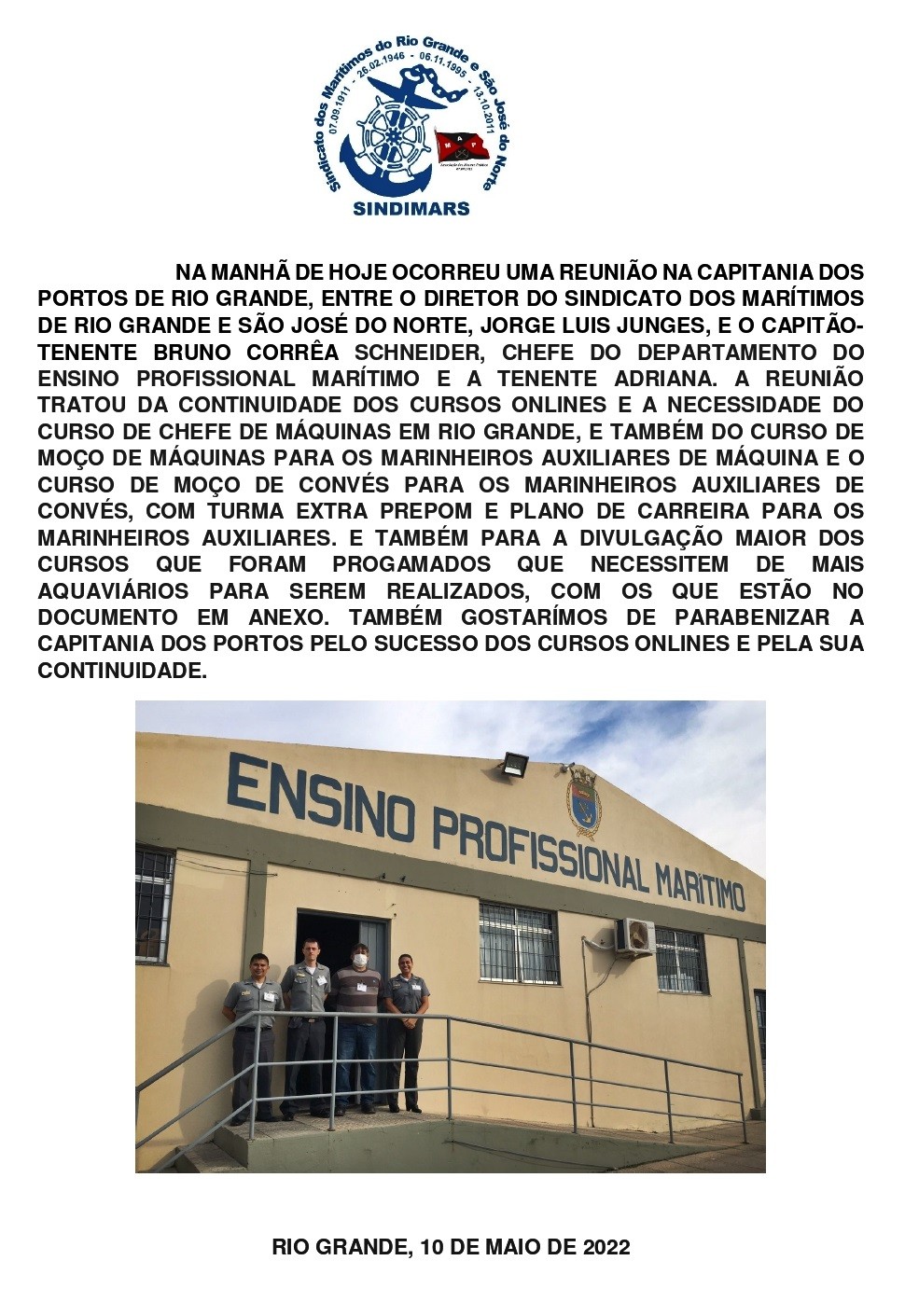 VAGAS PARA CURSOS NA CAPITANIA DOS PORTOS DE RIO GRANDE