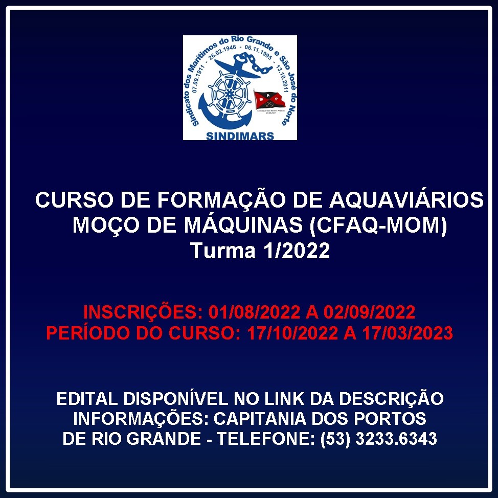 CURSO DE MOÇO DE MÁQUINAS (TURMA 1/2022)