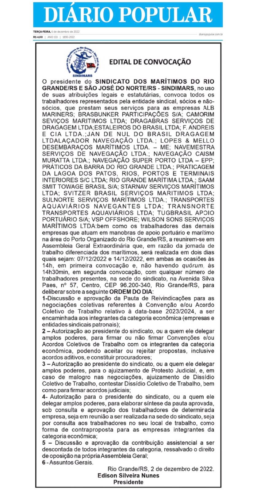 Edital da Assembleia Geral - Pautas 2023/2024