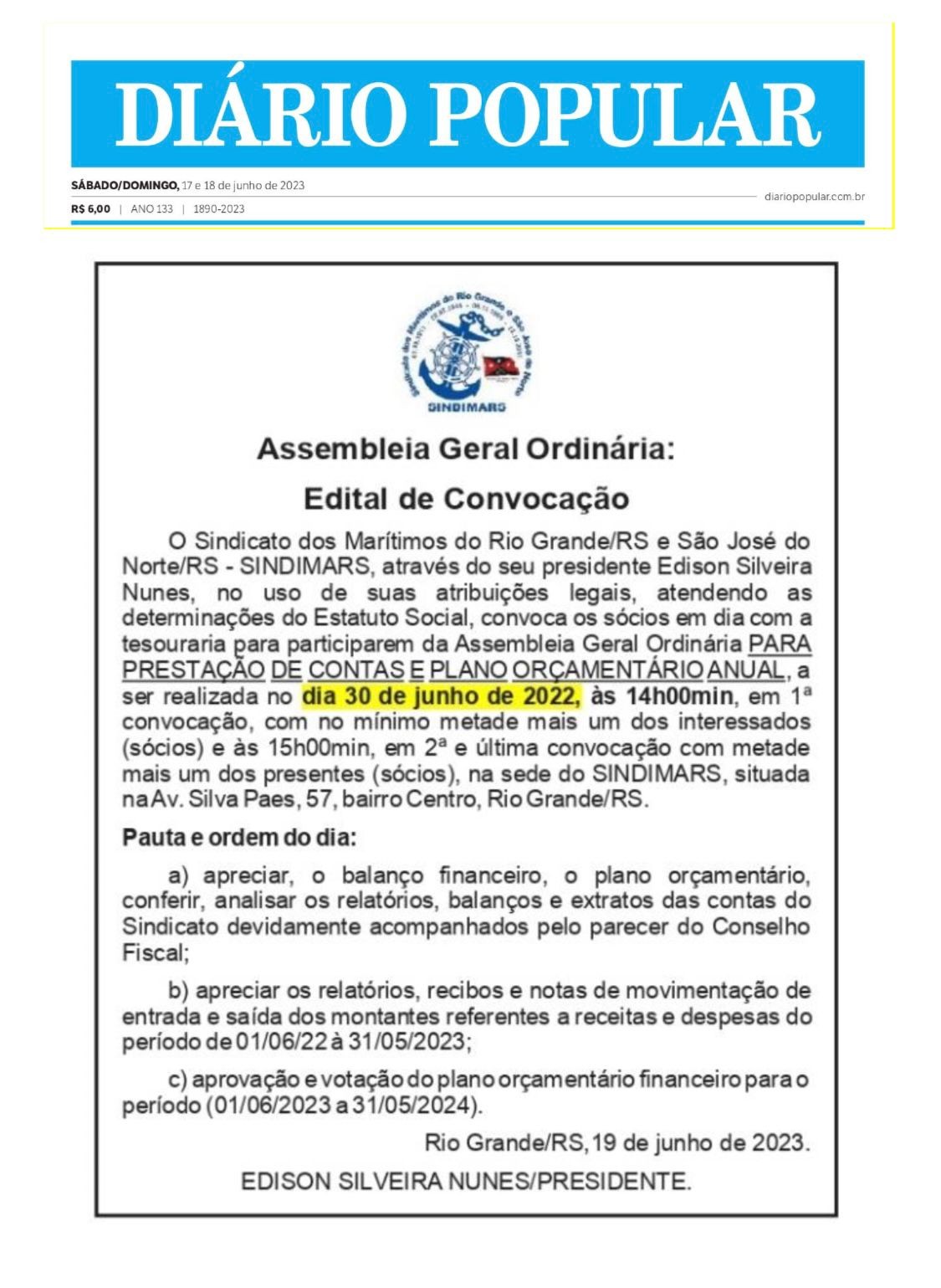 Edital de Prestação de Contas 2022/2023.