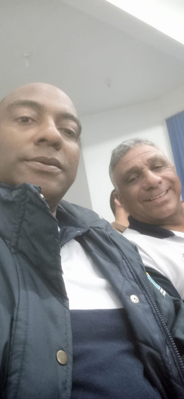 Os diretores do Sindimars, Silvano Colares da Costa e Marco Aurélio, estiveram presentes na audiência pública, em São José do Norte/RS, sobre a travessia de veículos.