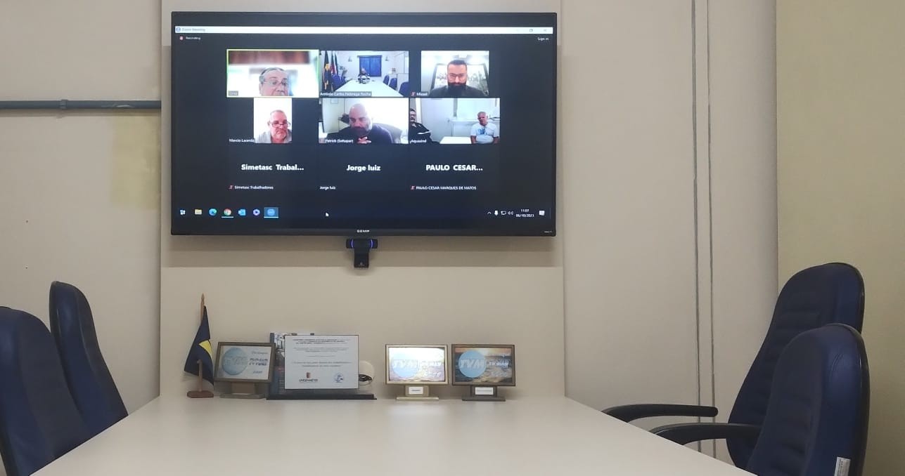 Reunião Intersindical com os sindicatos de Santa Catarina/SC, Paraná/PR e Espírito Santo/ES. Pauta contribuição assistencial. Na oportunidade parabenizamos os companheiros da diretoria do Aquasind (Espirito Santo/ES), pelo excelente acordo coletivo firmad