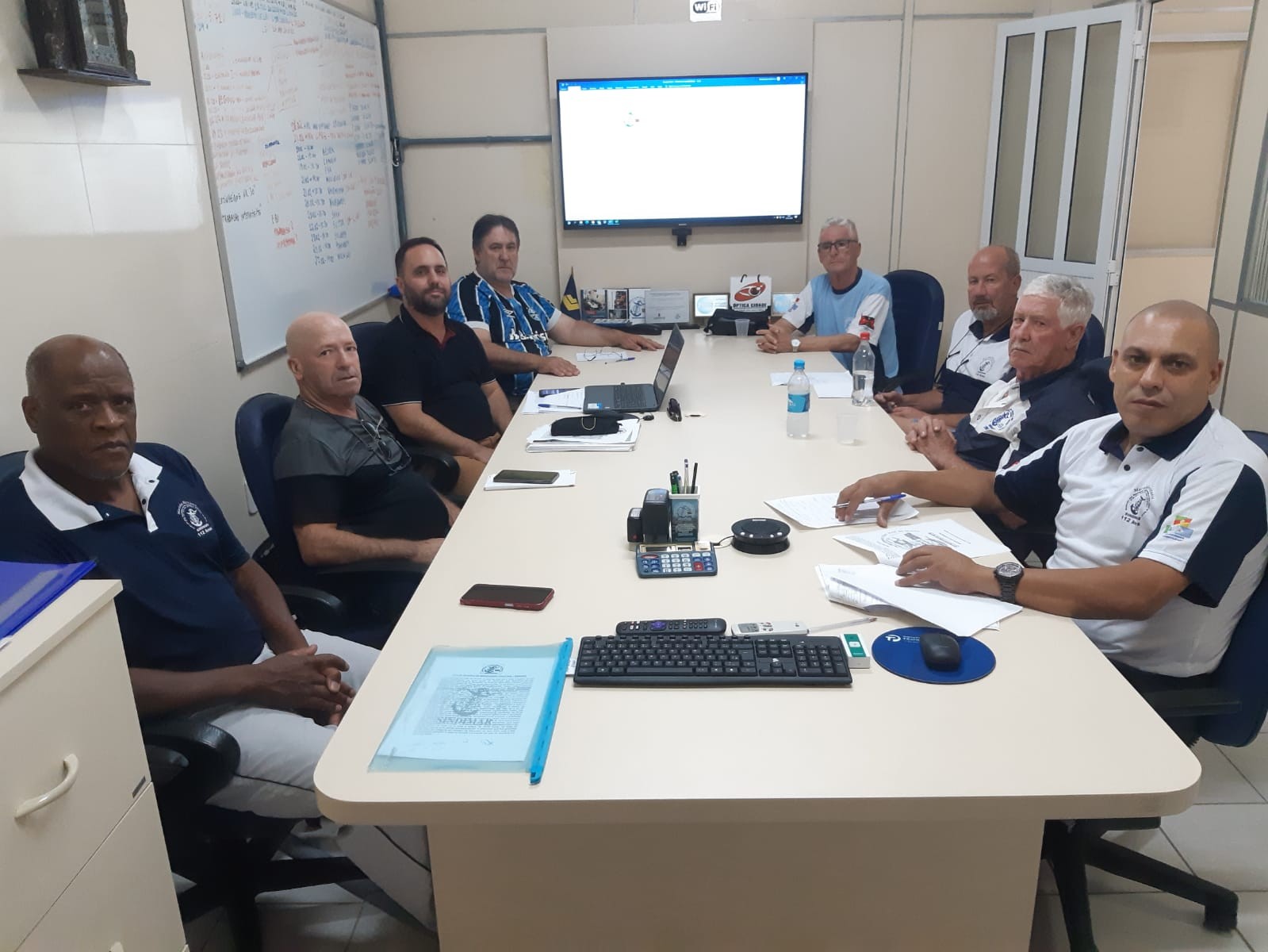 Reunião ordinária de diretoria e assessoria jurídica; Pauta do dia: Processos em curso, Mediações marcadas (Ambipar, Hidroclean e Brasbunker), cursos de habilitação e qualificação, negociação coletiva com a F.Andreis.