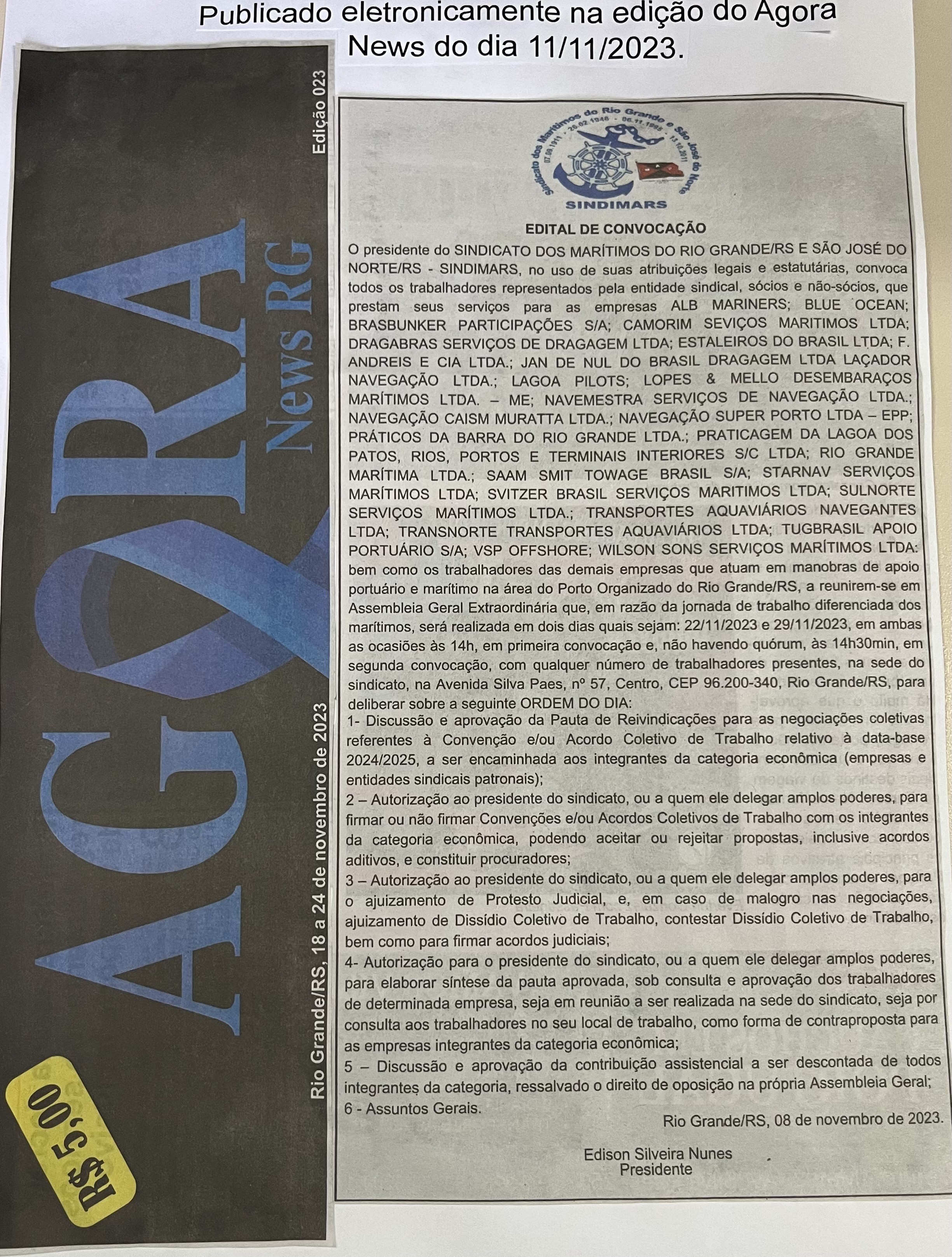 Edital de convocação Assembleia Geral Extraordinária 