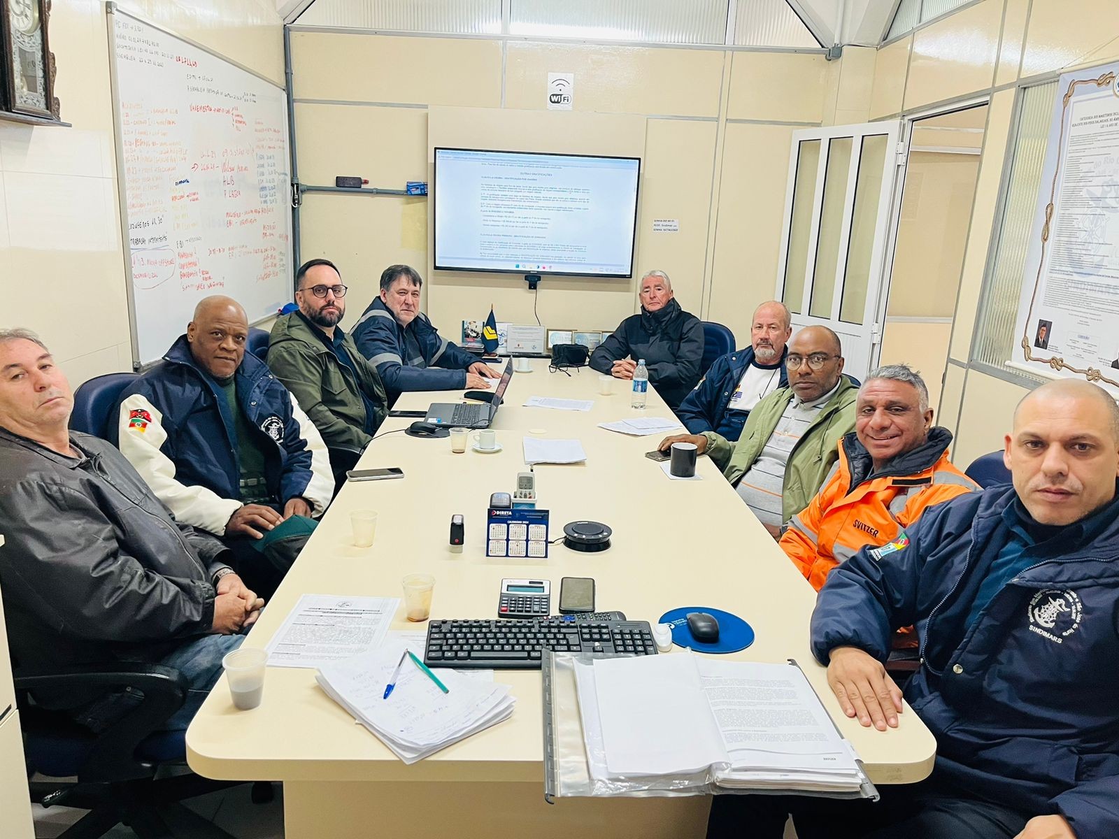 Reunião ordinária de diretoria e assessoria jurídica Lindenmeyer Advocacia> Pauta: Negociações coletivas 2024, Mediações (Camorim, Ambipar, F.Andreis e Svitzer), estatuto, processos em curso, assembleia ordinária de prestação de contas e elaboração de con