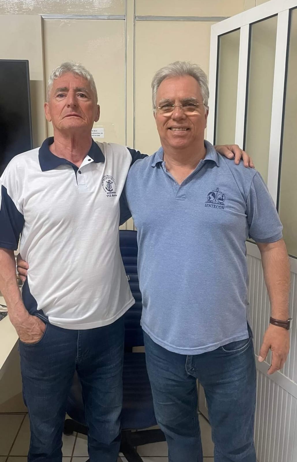 Presidente do Sindimars Edison Silveira Nunes e o Presidente do Sintecon e da Comissão Eleitoral do Sindimars senhor Daniel Alvarenga Pereira, para o Pleito de 2024 e mandato de 01/02/2025 à 31/01/2029, cujo às eleições ocorreram no dia de hoje (11/11/202