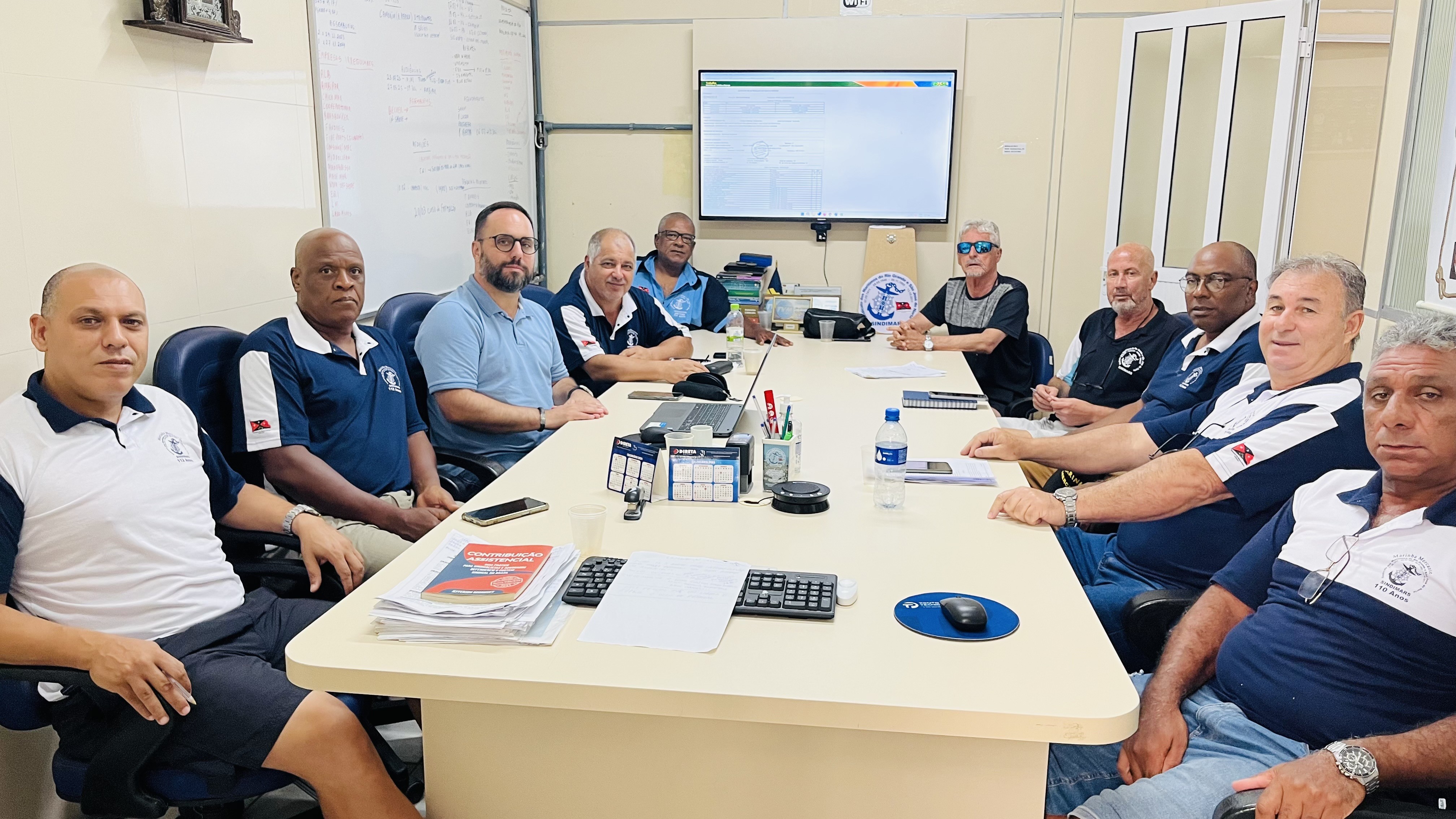 9ª Reunião ordinária de diretoria e assessoria jurídica de 2025. Pauta: Negociações coletivas 2024/2026, Saam , Sulnorte, Svitzer, Laçador, Práticos da Barra, Wilson Sons, Navemestra, Camorim, Becker, convocação de assembleias (Becker e Inshore), Atualiza