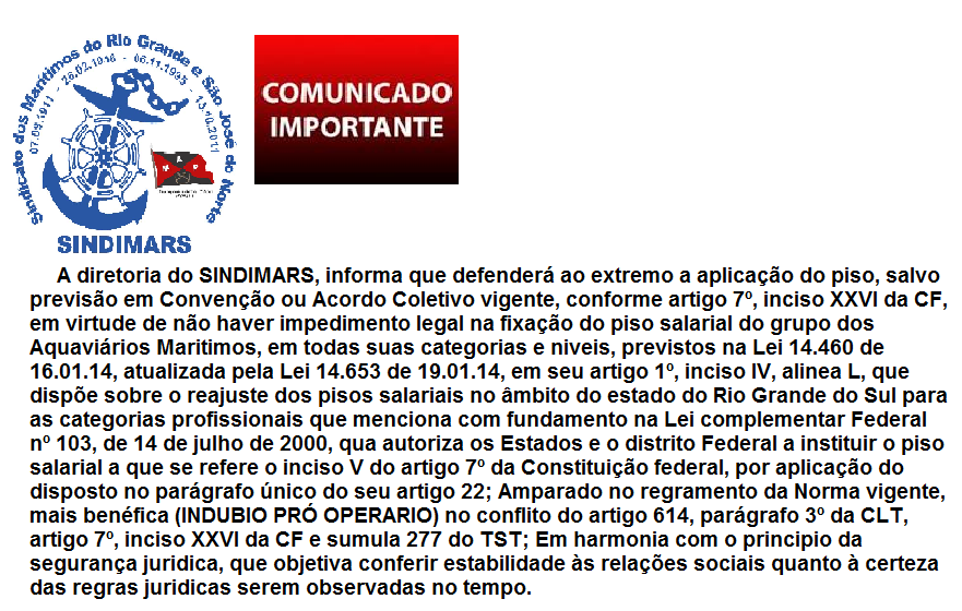 SINDIMARS defenderá seu piso salarial!