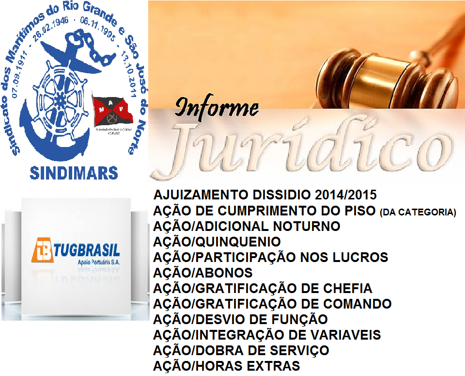 AÇÕES EM CURSO:TUGBRASIL FILIAL RIO GRANDE/RS.